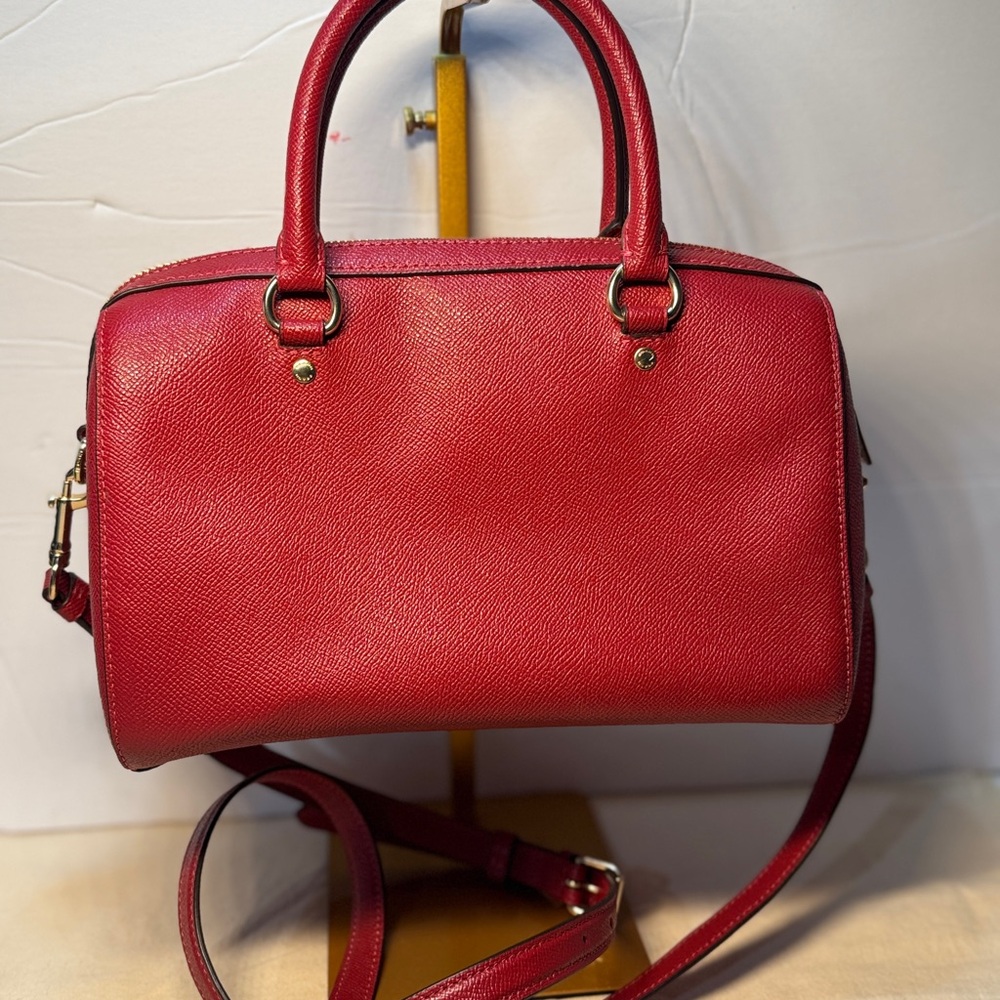 Coach Red Leather Dome Satchel with Gold Hardware Rowan 79946 with strap - Picture 5 of 14
